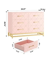 gaomon 6 Drawer Dresser Bedroom Wooden with Large Capacity, Wood Chest of Drawers with Metal Handle, White Dresser for Bedroom, Living Room