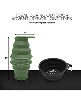 Pilot & Scout Feed N Sip Collapsible Dog Bowl and Water Bottle, Portable Travel Feeding Solution for Pets