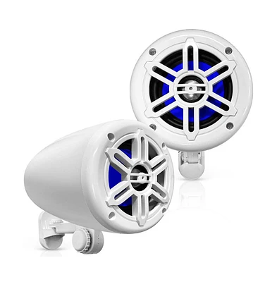 Pyle 4 Waterproof Marine Box Speakers, 150W, 2-Way Off-Road System (White)