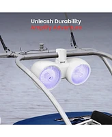 Pyle 8'' Marine Bluetooth Wakeboard Speaker System with Led Lights, 300W, White