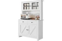 gaomon Kitchen Pantry Cabinet with Microwave Stand, Freestanding Hutch Cabinet with Buffet Cupboard