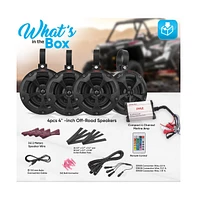 Pyle 4” Waterproof Off-Road Speakers with Rgb Lights & 4-Channel Amplifier, 800W (2 Pairs)