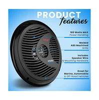 Pyle 8" Waterproof Marine Component Speakers - 180 Watt, Black