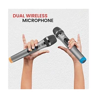 Pyle Portable Wireless Bt Streaming Loudspeaker with 15.4" Touch Screen & Wireless Microphones