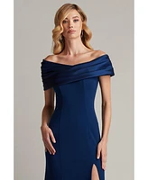 Tadashi Shoji Dalton Contrast Off-Shoulder Gown