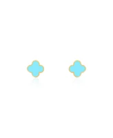 The Lovery Mini Turquoise Clover Stud Earrings 14K Gold