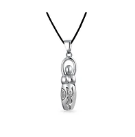 Bling Jewelry Divine Venus Of Willendorf Fertility Goddess Pendant Necklace Silver 16" Silk Cord