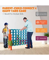 Gymax Giant 4 in A Row Jumbo 4-to-Score Game Set Kids Adults w/ 42 Jumbo Rings