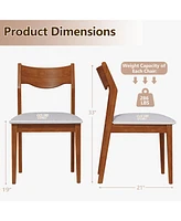 Gymax Wooden Dining Chair Set of w/ Rubber Wood Frame Wide Padded Seat
