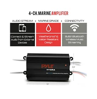 Pyle 4-Channel Bluetooth Marine Amplifier Kit, Waterproof, 1200W