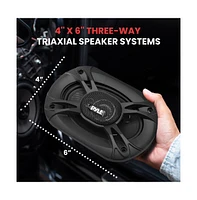 Pyle 4'' x 6'' Three-Way Triaxial Car Speaker System, 240W, Black (Pair)