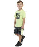 adidas Toddler & Little Boys Short-Sleeve T-Shirt Elastic-Waistband Printed Shorts, 2 Piece Set