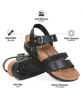 Aerothotic Quinn Comfortable Braided Leather Platform Sandals with Arch Support