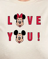 Hybrid Apparel Plus Disney Mickey and Minnie Love You Graphic Pullover T-shirt