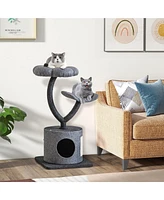 Gymax 35'' Cat Tree Tower 3-Layer Activity Center w/ Sisal Scratching Board & 2 Perches