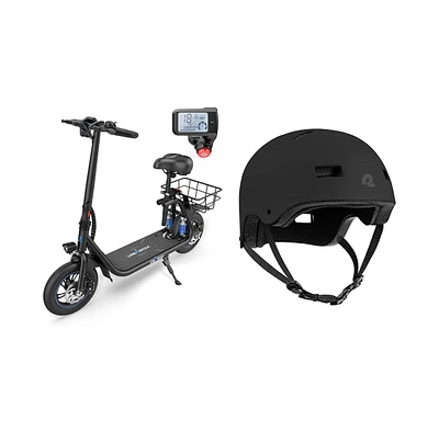 Gyroshoes C1 Pro Electric Scooter with Basket, Retrospec Dakota Helmet for Adults - Bike, Skate, Scooter Protective Ventilation Commuting