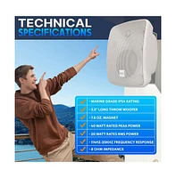 Pyle 70V On Wall/Patio Commercial Speaker - 2-Way Full Range Stereo Sound, Waterproof Enclosure with 70V Built-in Transformer (White)