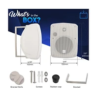 Pyle 70V On Wall/Patio Commercial Speaker - 2-Way Full Range Stereo Sound, Waterproof Enclosure with 70V Built-in Transformer (White)