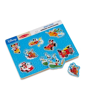 Melissa and Doug Disney Mickey Mouse and Friends Vehicles Sound Puzzle, 8 Pieces