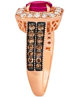 Le Vian Passion Ruby (5/8 ct. t.w.) & Diamond (3/4 ct. t.w.) Oval Double Row Ring in 14k Rose Gold