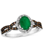 Le Vian New Emerald (1/2 ct. t.w.) & Diamond (1/4 ct. t.w.) Oval Halo Twist Ring in 14k White Gold