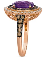 Le Vian Pink Amethyst (2-1/4 ct. t.w.), Nude Diamond (1/3 ct. t.w.) & Chocolate Diamond (1/2 ct. t.w.) Oval Ring in 14k Strawberry Gold