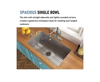 Casainc 32inch L x 19inch W Single Bowl Fireclay Undermount Kitchen Sink with Grid