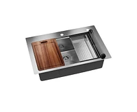 Casainc 33inch L x 22inch W Drop-in Kitchen Sink with Accessories