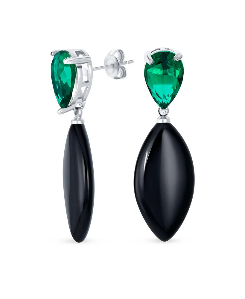 Bling Jewelry Geometric Rhombus Teardrop Stone Cz Dangling Earrings Gold Plated