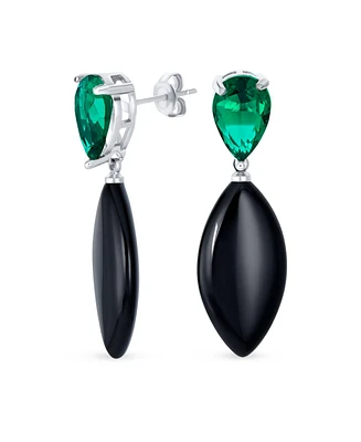 Bling Jewelry Geometric Rhombus Teardrop Stone Cz Dangling Earrings Gold Plated