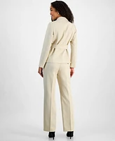 Le Suit Women's Two-Button Belted Safari Jacket & Mid-Rise Straight-Leg Pants