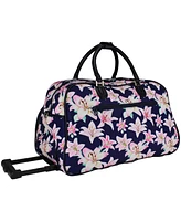 World Traveler Floral 21-Inch Carry-On Rolling Duffel Bag