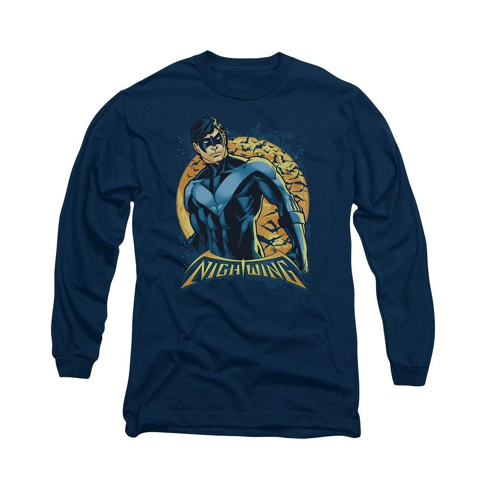 Batman Men's Nightwing Moon Long Sleeve Adult Tee / T-Shirt