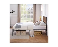gaomon Queen Bed Frame with Headboard and Footboard, Metal Bed Frame with 14 Heavy Duty Steel Slats, Metal Queen Bed Frame, Under-Bed Storage