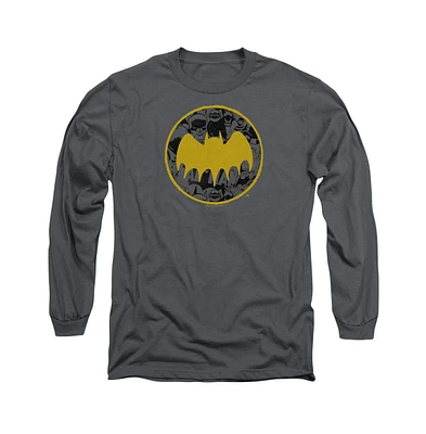 Batman Men's Vintage Symbol Collage Long Sleeve Adult Tee / T-Shirt