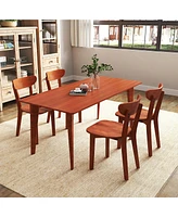 Gymax Solid Wood Dining Chair Set of w/ Curved Backrest & Rubber Wood Frame