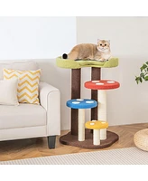 Gymax Cat Tree Mushroom Unique Multi-Level Cute Cat Tower w/ Scratching Post Indoor