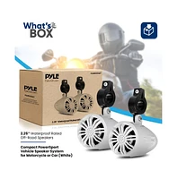 Pyle 2.25 Waterproof Motorcycle Box Speakers, Compact Off-Road System, White