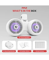 Pyle 6.5'' Marine Bluetooth Wakeboard Speaker System with Led Lights, 200W, White