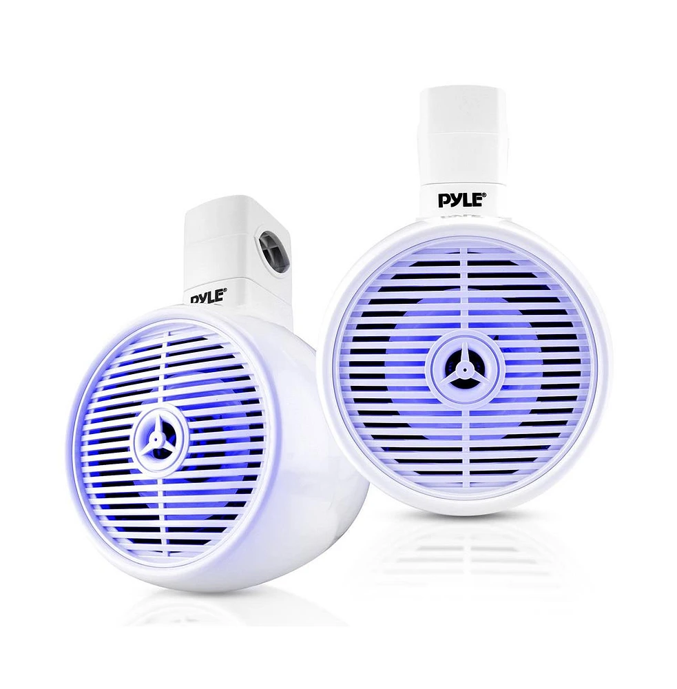 Pyle 6.5'' Marine Bluetooth Wakeboard Speaker System with Led Lights, 200W, White