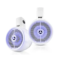 Pyle 6.5'' Marine Bluetooth Wakeboard Speaker System with Led Lights, 200W, White