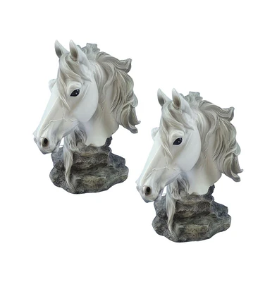 Fc Design "2-pc Set" 4.5"H White Horse Bust Figurine Statue Ornament Home Room Office Decor and Perfect Ideas for Housewarming, Holidays and Birthdays