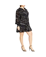 City Chic Plus Sheer Lover Print Dress