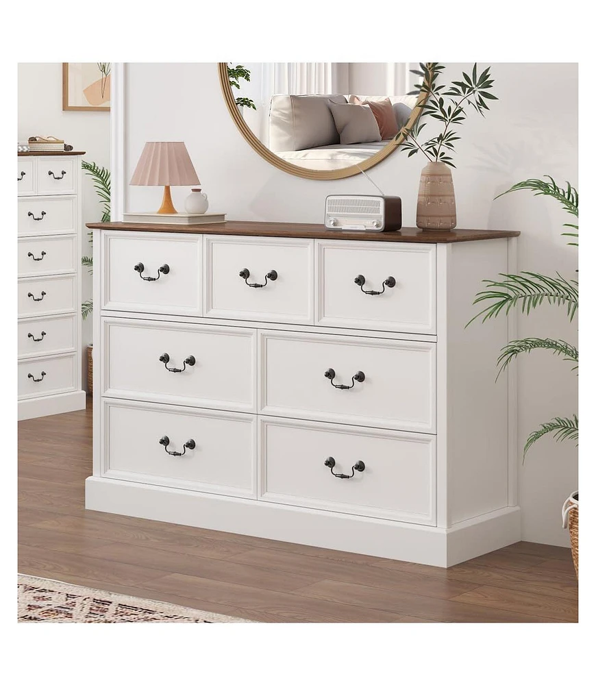 gaomon Farmhouse 7 Dresser Chests for Bedroom,48" Wood Dresser Chest