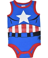 Avengers Baby Boys Marvel Spider-Man Iron Man Captain America 5 Pack Bodysuits Newborn to