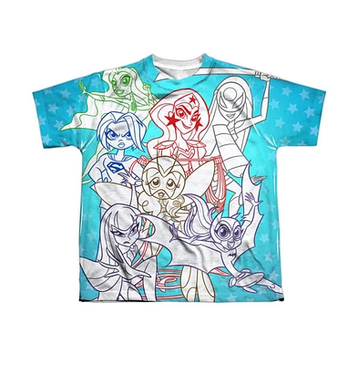 Dc Superhero Girls Boys Comics Justice Gang Short Sleeve Poly Crew Tee / T-Shirt