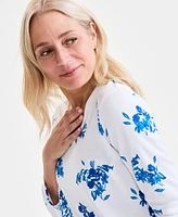Style & Co Women's Printed V-Neck 3/4-Sleeve Top, Exclusively at Macy's