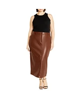 City Chic Plus Faux Leather Ivy Skirt
