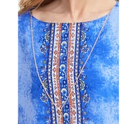 Jm Collection Women's Printed Necklace Top, Exclusively at Macy's