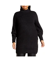 City Chic Plus Longline Split Sweater